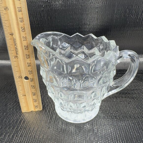 Vintage Fostoria American Clear Cream and Sugar Bowl with Lid Set Glassware VTG - Picture 6 of 12